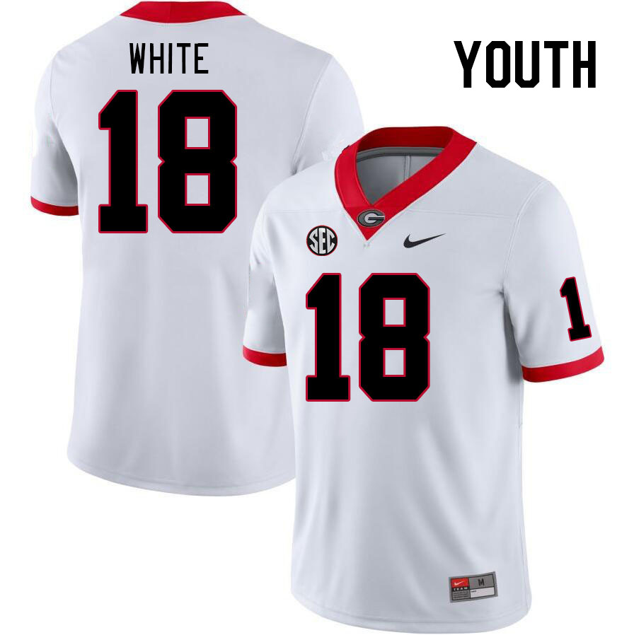 Youth #18 Sacovie White Georgia Bulldogs College Football Jerseys Stitched-White